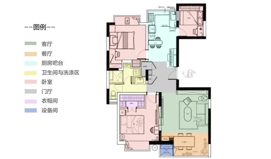容下一家五口的小兩居，陽臺改成小餐廳，還有超多收納